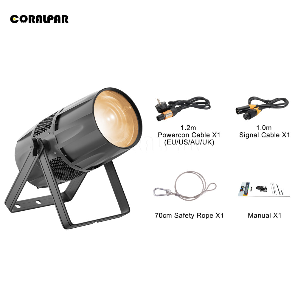 Waterproof LED Zoom&Wash COB Par 300W Warm White Light（IP65）Linear Focus CORALPAR