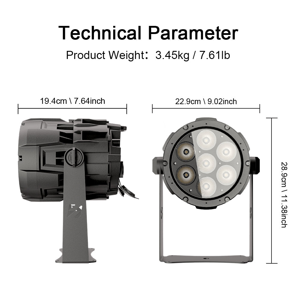 SHEHDS Waterproof 7x18W Linkable LED Par Light APP Control RGBWA+UV / RGBLAC Stage Light