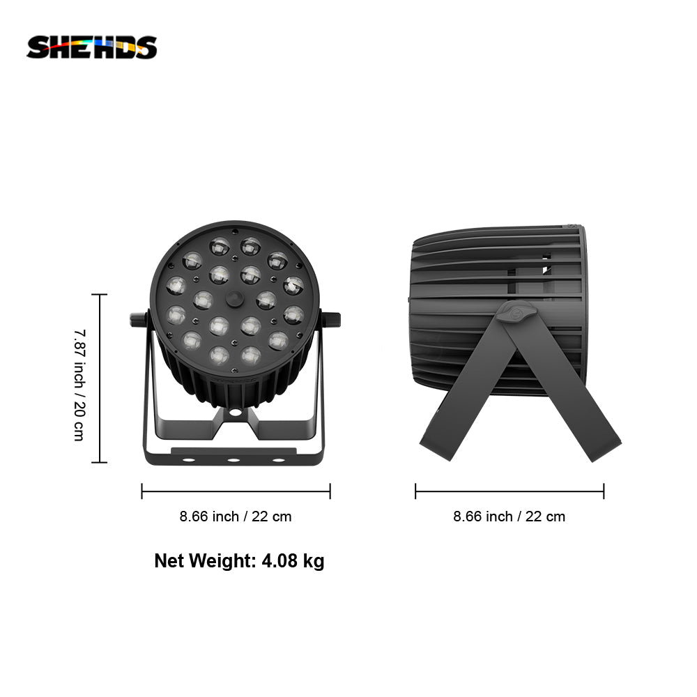 SHEHDS New Version Big Aluminum alloy LED Zoom&Wash Par 18x18W RGBWA UV 6in1 Light New light Sourcefor Party Night Club