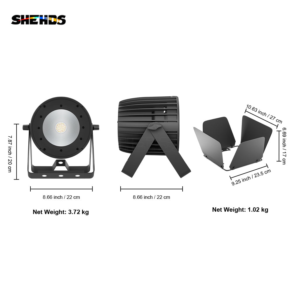 SHEHDS New Version Aluminum Alloy LED 200W RGBACL 6in1 COB Light 2 Years Warranty AdjustableVoice Control Sensitivity For Performance Stage