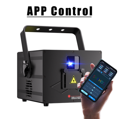New APP Control  SHEHDS Full Color 3D Effect 3W RGB Laser Scanner Lights DJ Party Bar Projector Stage Lighting