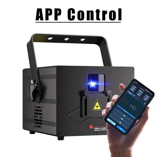New APP Control  SHEHDS Full Color 3D Effect 3W RGB Laser Scanner Lights DJ Party Bar Projector Stage Lighting